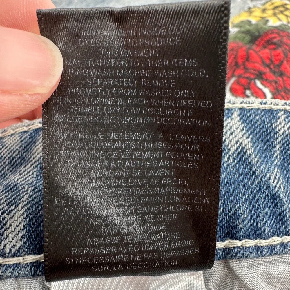 Ninth Hall Waylay Mens 36 Acid Wash Denim Shorts Floral Embroidered Streetwear